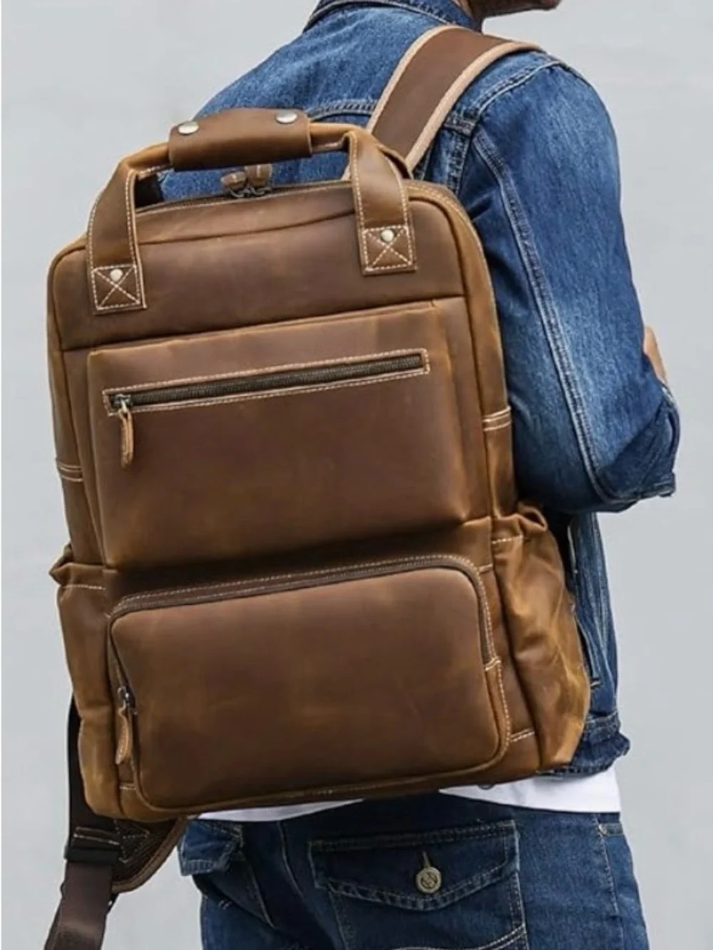 TIDING Leather 16 Inch Laptop Backpack for Office Weekends or Daily (bags22)